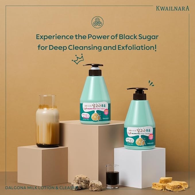 WELCOS KWAILNARA Dalgona Sugar Cookie Milk Body Lotion (19.75 Fl Oz) – Korean Body Lotion for Refreshed & Hydrated Skin | Milk Protein & Black Sugar for Smooth Texture | Paraben-Free & Non-Greasy