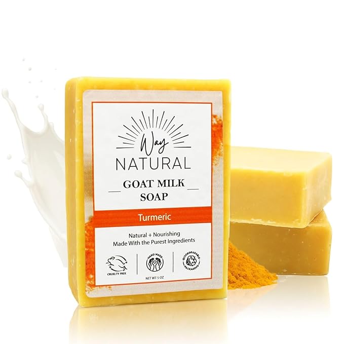 Goat Milk Soap Bars, Turmeric (3 Pack) - Premium, Handmade w/Real Milk in USA - Large (5oz) Hand & Body Goat Soap - Dry Skin, Gentle, No Dyes