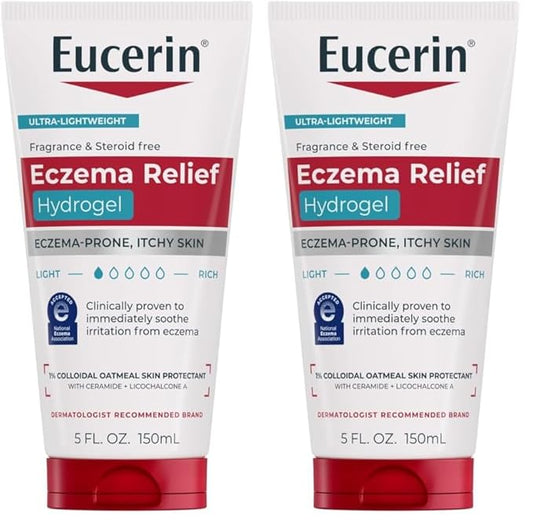 Eucerin Eczema Relief Hydrogel for Dry,Itchy,Eczema-Prone Skin,Fragrance Free and Steroid Free Body Moisturizer for Dry Skin,5 Fl Oz Tube,(Pack of 2)