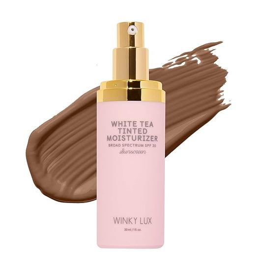 Winky Lux White Tea Tinted Moisturizer SPF 30 - Buildable Coverage with Facial SPF, Lightweight Sunscreen for Face, Naturally Radiant Finish, Long Lasting Coverage with Vitamin E, Medium Deep