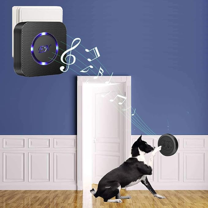 Dog Door Bell, Wireless Doggie Doorbells for Potty Training, Door Bell for Dogs to Go Outside, Dog Bells with 1 Receiver and 2 Waterproof Transmitters