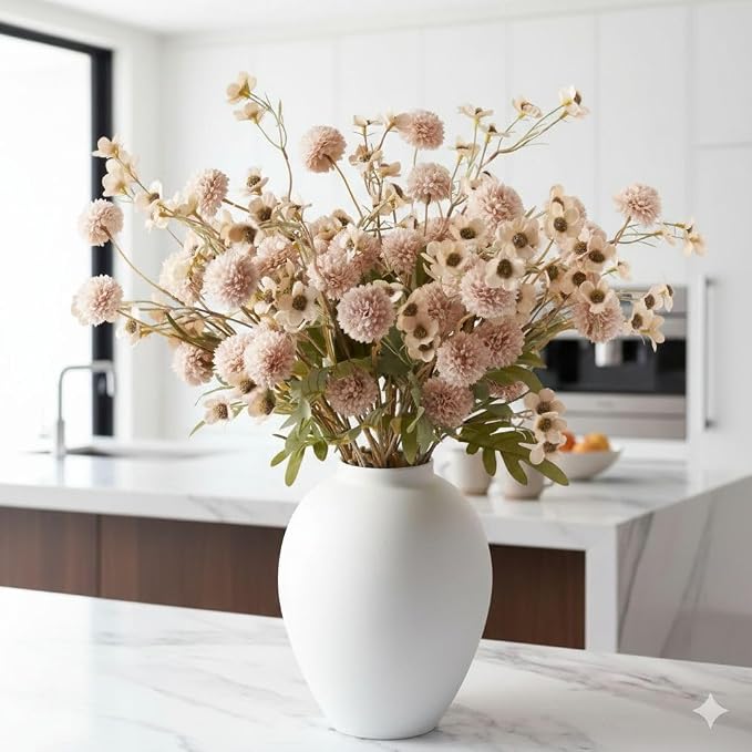 SilkSerenade Ella White Matte Flower Vase for Bedroom Kitchen Living Room Table, Contemporary Farmhouse Decorative Arlo Flowers Iron Vases, Rustic Tall Earthy Wabi Sabi Modern Centerpieces Home Decor