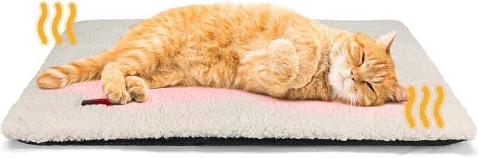 Self Warming Cat Bed Self Heating Cat Dog Mat Pad 24 x 18 in Extra Warm | Non Electric, Self Heated Cat Bed for Indoor Outdoor Pets, Removable Washable Cover, Non-Slip Bottom, Crinkle-Free, Beige