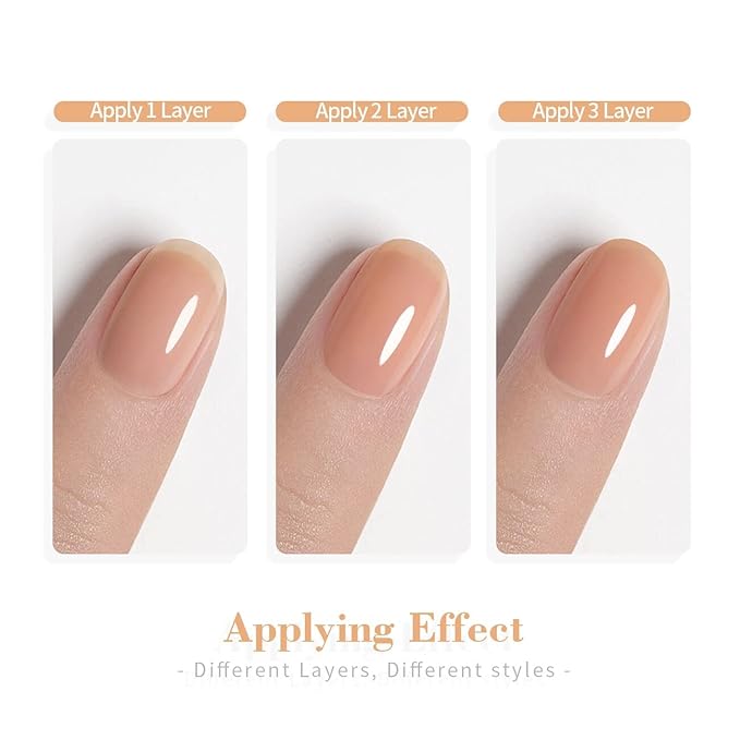 RARJSM Nude Gel Polish Set 6 Colors Creamy Caramel Brown Collection Clear Jelly Purple Pink Natural Light Orange Translucent French Manicure Gel Nail Polish Soak off UV LED Curing for Home Salon Mani