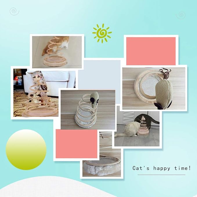 Andiker Interactive Cat Toy, Exercise Plush Mouse with Spiral Spring, Indoor Portable Toy for All Breed Sizes
