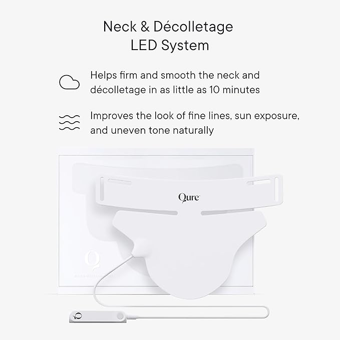 Qure Neck & Décolletage & Chest LED System, Red Light Therapy with 2 Wavelengths of Light, Red 633nm and Near-Infrared 830nm