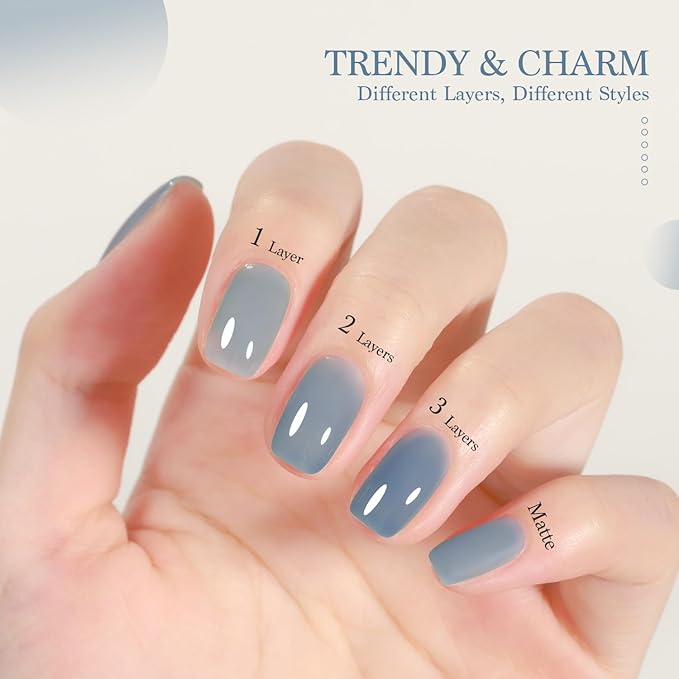 GAOY Jelly Nude Blue Gel Nail Polish, 16ml Sheer Neutral Translucent Soak Off Gel Polish, UV Light Cure for Nail Art DIY, 1722 Hazy Blue