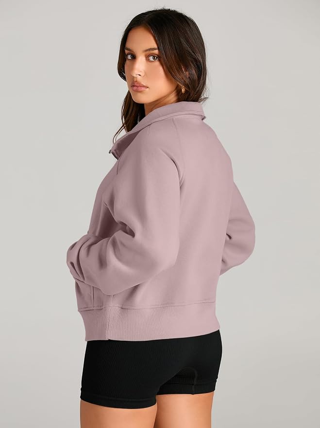 AUTOMET Womens Sweatshirts Half Zip Fleece Pullover Fall Outfits | Fall Fashion Clothes 2026,Cropped Sweatshirts,Cute Y2k Tops,Quarter Zipper Sweater,Winter Loungwear Outfits