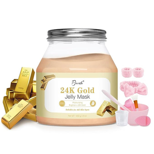 Powder Jelly Mask for Facials Professional, Peel Off Facial Mask for Hydrating & Moisturizing, Hydrojelly Mask for Women Men Skin Care, Home DIY Spa Use for All Skin with 24K Gold