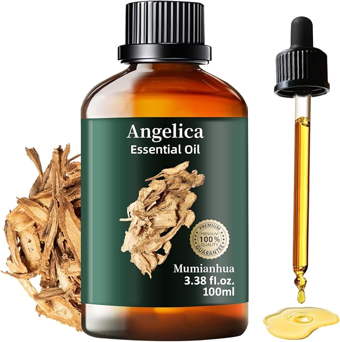 Angelica Root Essential Oil, Earthy Scent, Diffuser & DIY, 3.38 Fl Oz | Mumianhua Angelica Root Oil, Herbaceous, Spicy, Earthy Aroma. For Meditation, Skin, Hair & Candle Making