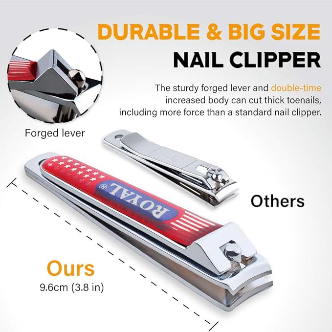 [Made in Korea] ROYAL Wide Jaw Toenail Clipper for Thick Toenails or Tough Fingernails, Large Toenail Clippers for Men, Seniors, Adults EM-3