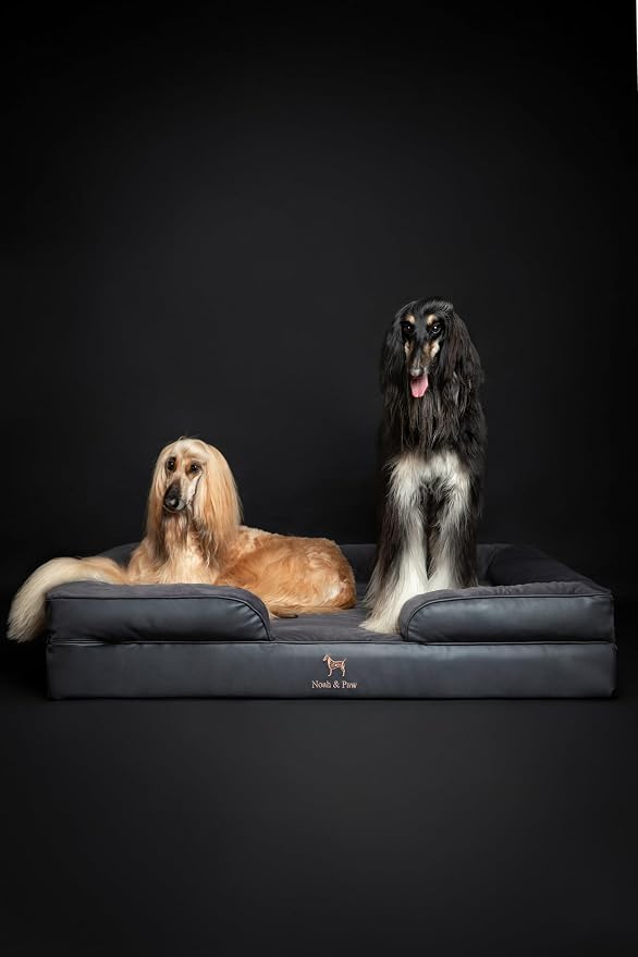 NOAH & PAW Giant Dog Bed XXL, 55x45x11 Inch, Orthopedic Dog Beds, Eggshell Memory Foam Infused with Cooling Gel, Inner Cover, Water Resistant, Machine Washable (Faux Leather)