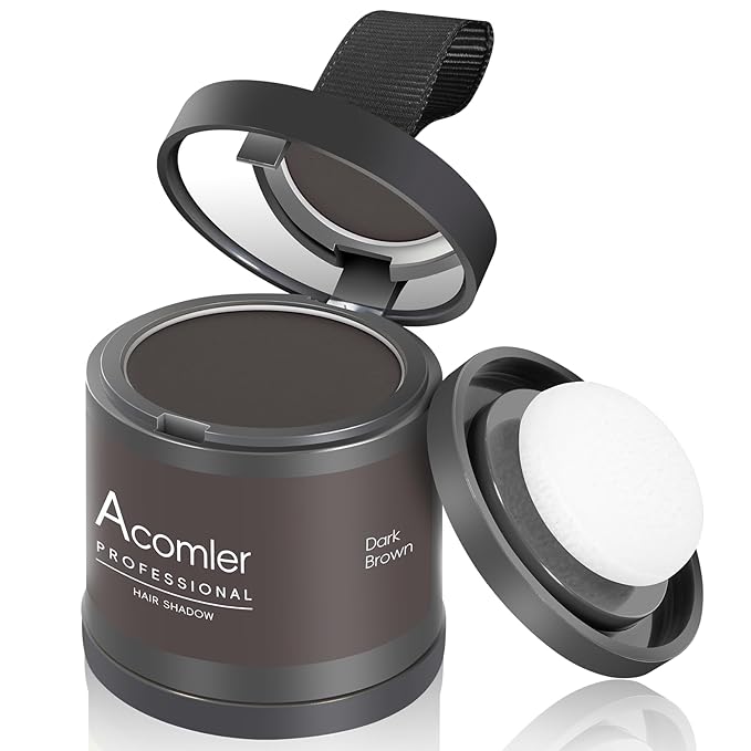 Acomler Instantly Root Cover Up Hairline Powder, Root Touch Up Hair Color 0.35 Ounce,Concealing Hair Loss for Thinning Hair, Hair Powder for Women Men with Bald Spots,Eyebrows,Beard Line (Dark Brown)