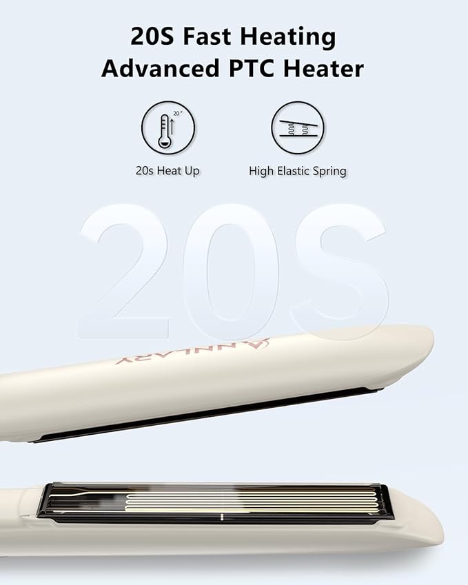 Annlary Hair Straightener 1 Inch Flat Iron and Curler 2 in 1 Titanium Ceramic Ionic Dual Voltage Straightener with Heat-Resistant Silicone, for Less Frizz, Shinier & Smoother