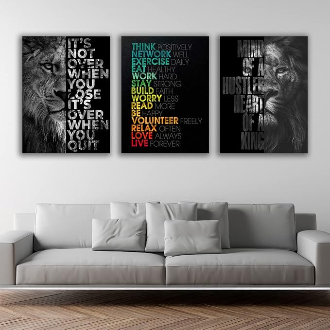 Motivational Canvas Painting Wall Art Execution Grind Hustle Inspirational Wall Art Success Entrepreneur Poster Positive Quotes Wall Poster Framed for Home Office Wall Decor[48''Wx 24''H]