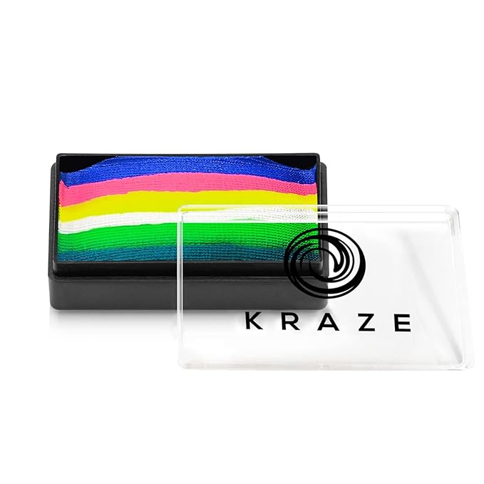 Kraze FX Dome Stroke - Wonder Upon Wonder (25 gm) by Jacqueline Howe Professional 1-Stroke Split Cake Hypoallergenic Non-Toxic Water Activated Face & Body Painting for Sensitive Skin Kid Safe Adults