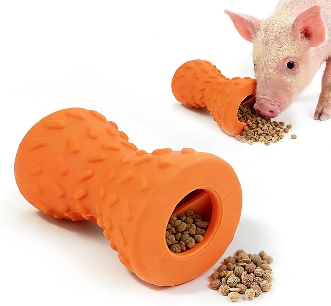 Treat Dispensing Ball for Pigs, Pig Enrichment Toys Food Dispenser for Mini Pigs, Slow Feeder Training Toy Pet Interactive Foraging & Rooting Toys for Pigs to Play with