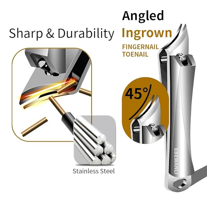 Ingrown Toenail Clippers, Pointed Stainless Steel Nail Clippers for Hangnail or Ingrown Toenails Removal, Slant Blade Ingrown Toenail Tool for Feet, Almond Nail Clippers for Acrylic Nail Tips