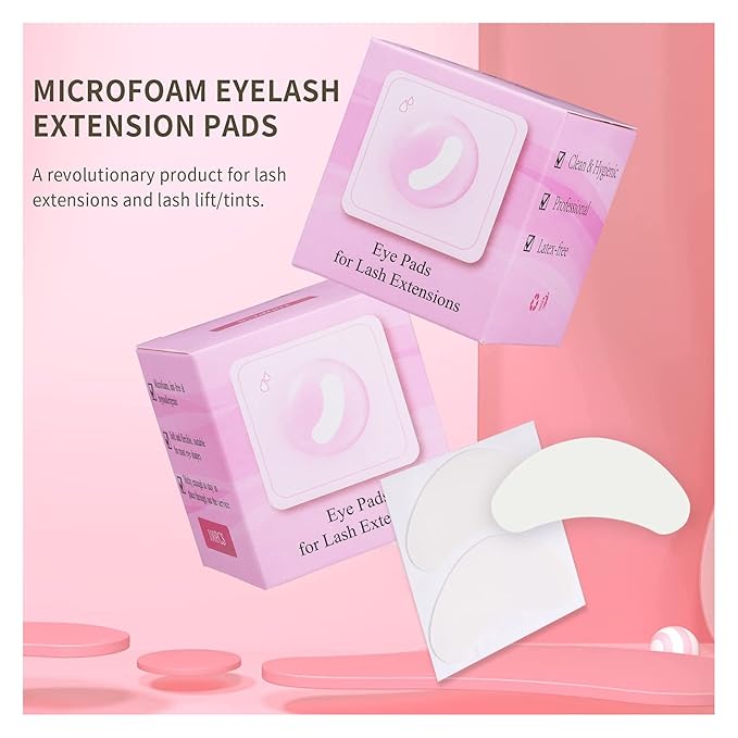 100 PCS Foam Eye Pads for Lash Extensions, 2.76" Under Eye Pads for Eyelash Extensions, Micro-foam Lash Pads Lint Free, Stick Well, No Tape Needed, Hypoallergenic, Waterproof
