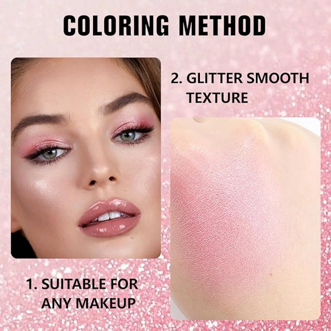 Shimmer Singe Eye Shadow Palette Makeup, Pink Sparkle Shimmer Monochrome Eyeshadow For Old Women, Mini Pressed Pigmented Waterproof Sombras Para Ojos, Vegan, Talc, Paraben & Cruelty Free, 11