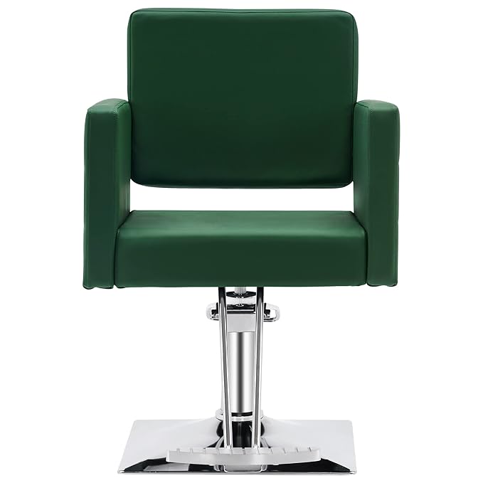 BarberPub Salon Chair for Hair Stylist, Hydraulic Stylist Chair, Adjustable Height, PVC Leather, 360 Degrees Swivel, Barbershop, Home Salon, Adult 8821 (Green)