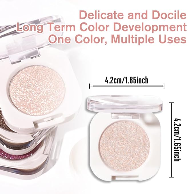 Single Glitter Shimmer Sparkle Eye shadow Palette Makeup, Sheer White Sparkle Eyeshadow for Women, Pigmented Waterproof Sombras Para Ojos, Vegan, Talc, Paraben & Cruelty Free, 23