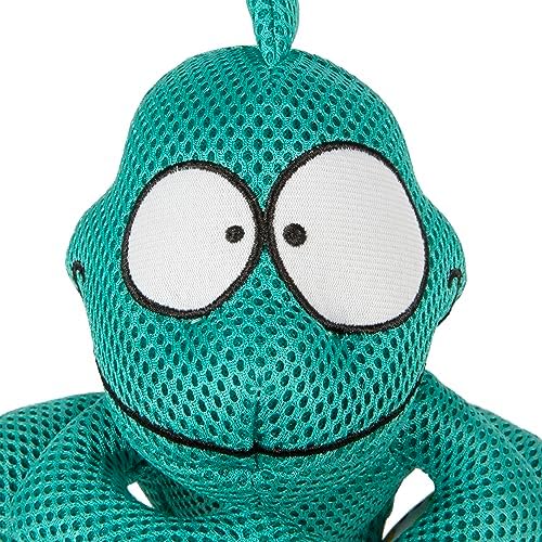 goDog Double Chew Guard Mesh Amphibianz Chameleon Squeaky Dog Toy - Teal, Large