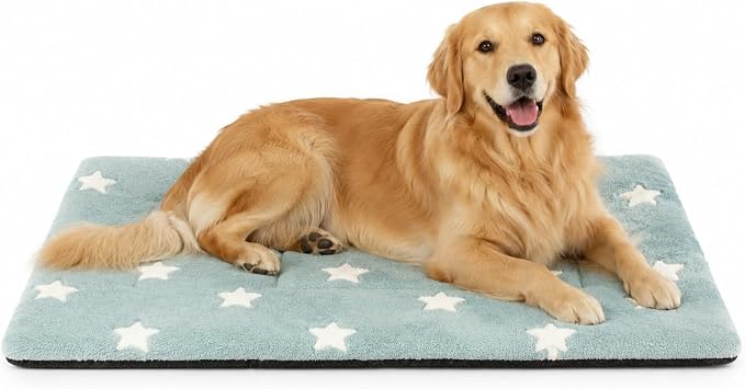 Mora Pets Dog Crate Pad Washable Dog Bed for Crate Flat Cat Pet Kennel Mat | Soft Dog Bed Mat, Crate Pad for Dog Cages Cozy Sleeping Liner, Pet Pillow Cushion Large Puppy Bed Cute Anti Slip Blue 36 x 23