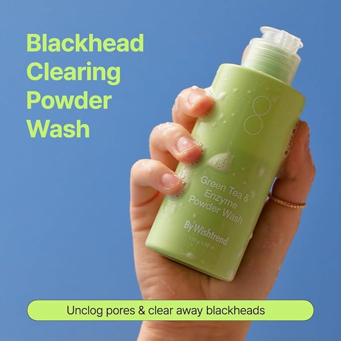 BY WISHTREND Green Tea & Enzyme Powder Wash, Gentle Face Wash for Sensitive Skin, Removes Impurities, Facial Cleanser for Dry Skin, Korean Skincare, Fragrance Free, 110g / 3.88 Oz