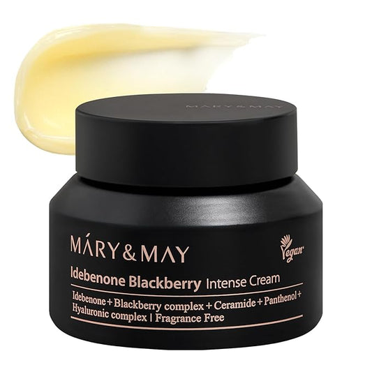 Mary&May Idebenone Blackberry Cream (4x Vitamin C Power) – Anti-Aging Moisturizer for Dry & Dull Skin, 63% Berry Complex & 5 Ceramides, 48H Hydration, Non-Greasy Korean Skincare, 2.46 oz