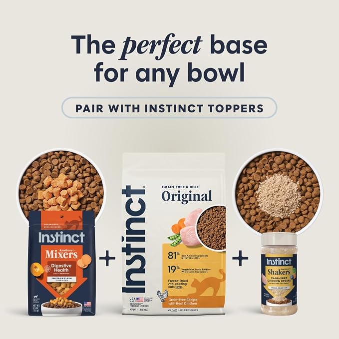 Instinct Original Dry Cat Food, Raw Coated Kibble, Real Chicken, 11 lb. Bag | Raw-coated kibble with cage-free chicken for strong muscles, digestive health, and healthy skin & coat, grain-free