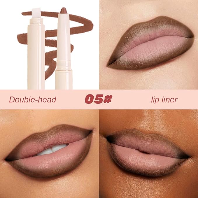 SUAKE Plump Matt Lipstick Lipliner Pencil Pack,Waterproof Crayon with Silicone Smudger for Define Contours & Sculpting Lip, Longwear Moisture Smooth Creamy Formula for Lip Makeup (05# Twist)