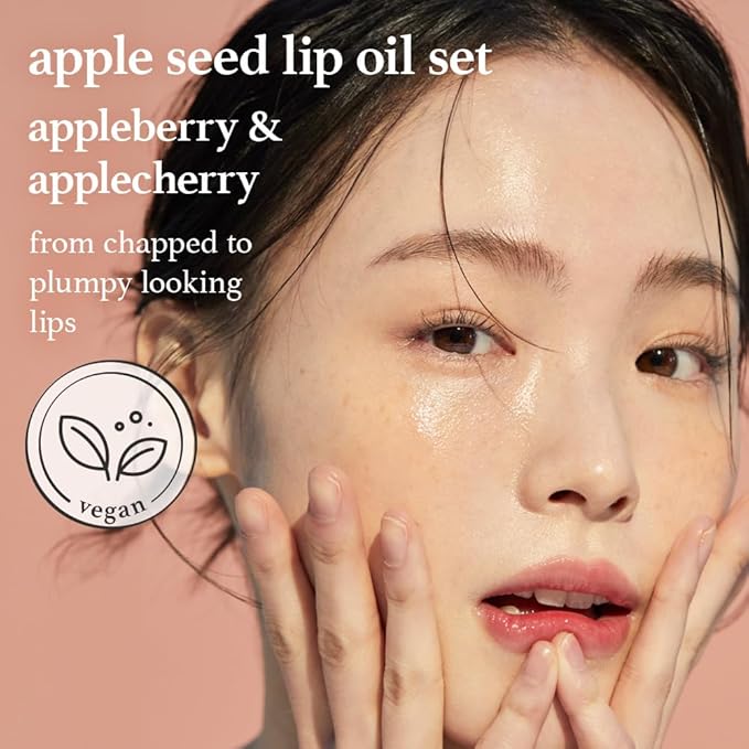 NOONI Korean Lip Oil Set - Appleberry & Applecherry | Long-Lasting, Moisturizing, Plumping, Revitalizing for Dry Lips, Waterproof, No Peel Off, Stocking Stuffers, 0.12 FL Oz x 2ea