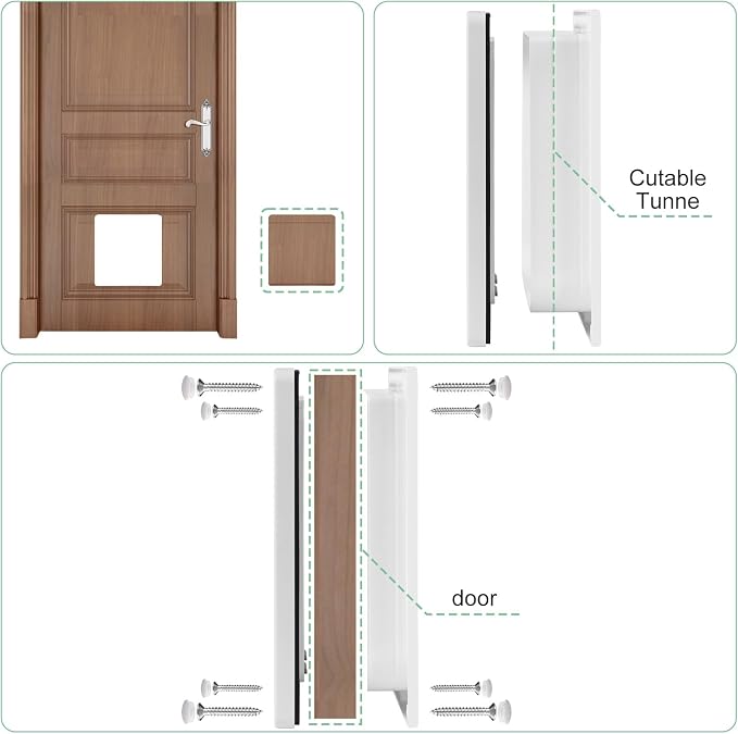Cat Door for Interior/Exterior Doors and Walls (M) | 4-Way Locking Option, Weatherproof & Secure Cat Flap with Easy Installation Kit
