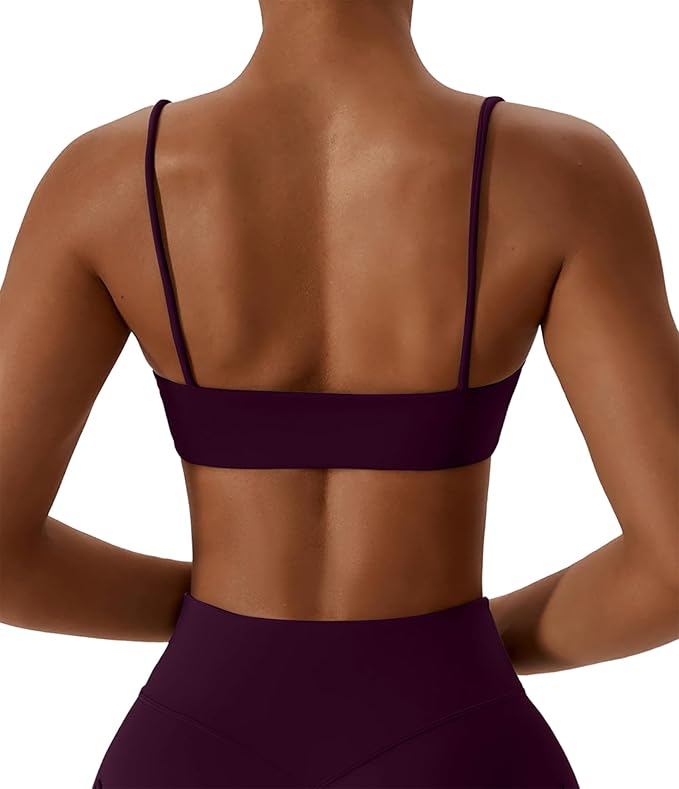 Comper Women's Sports Bras Wirefree Racerback Workout Bras Sexy Thin Straps Yoga Sport Bras with Removable Pads