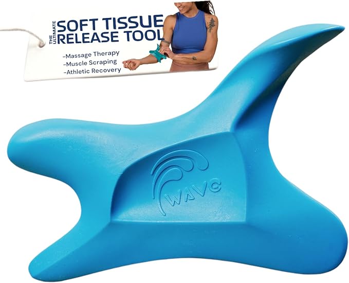 The Wave Tool Ultimate Soft Tissue Release Tool for Massage, Myofascial Release, Muscle Scraping, Generation 1 (Caribbean Blue)