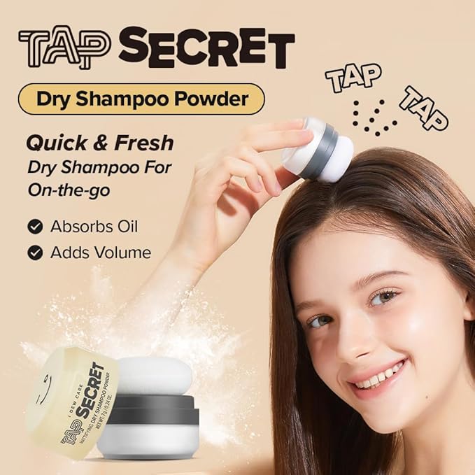I DEW CARE Biotin Clarifying Dry Shampoo - Tap Secret Original Duo Set | Strengthening & Volumizing, Powder Type, Refillable, Travel size, Non-aerosol, Korean Ginseng, Stocking Stuffers, 0.26 Oz * 2ea
