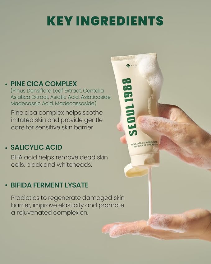 K-SECRET SEOUL 1988 Cica Cleansing Foam – Deep Pore Cleansing & Soothing Care | Daily Facial Cleanser for Sensitive Skin | Korean Skincare, 150ml / 5.07 fl oz