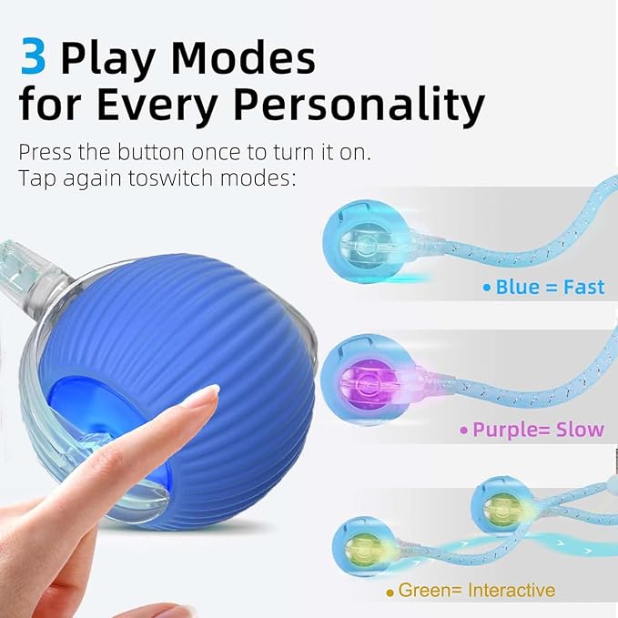 Speed 2.0 Tail Interactive Cat Toys for Indoor Cats, Moving Cat Toy | Chirping & Motion Activate Cat Toy, Smart Kitten Toys Rolling Ball Moving Ball, Electric Dog Cat Ball for Enrichment Exercise