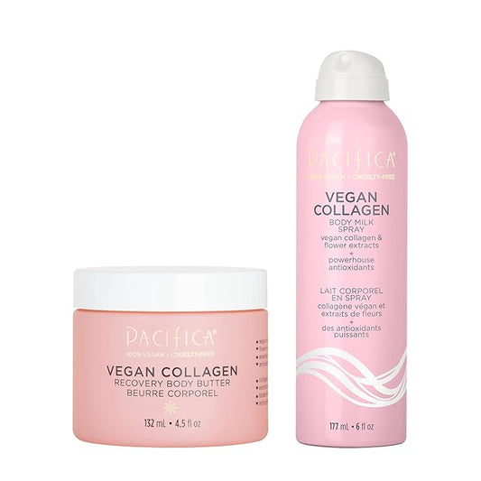 Pacifica Vegan Collagen Body Butter & Milk Spray Set – Hydrating Body Care Duo, Intense Moisture Recovery Butter + Fast-Absorbing Collagen Body Milk, Softens & Firms Dry Skin, Vegan