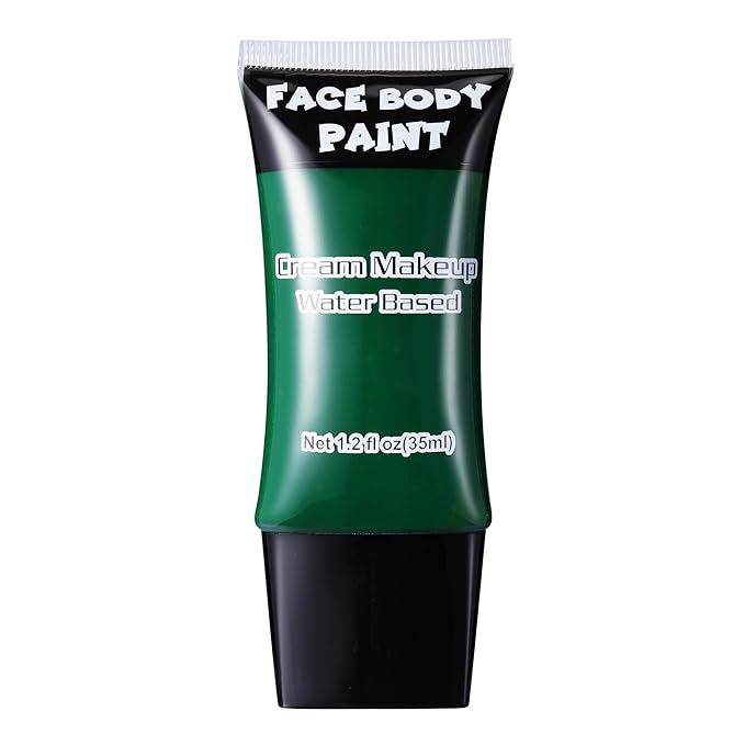 CCbeauty Green Face Paint, Cream Face Painting Kit, Professional Water Based Body Paint, Full Coverage Foundation Makeup, Halloween SFX Makeup For Gamora Witch Frankenstein Grinch Monster Orcs Costume