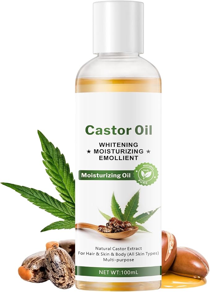 Castor Oil with Squalane, Jojoba & Olive Oils - Glow Moisturizing Emollient for Hair, Skin & Body, Multi-Purpose Moisturizer with Natural Antioxidants, 3.38 Fl Oz