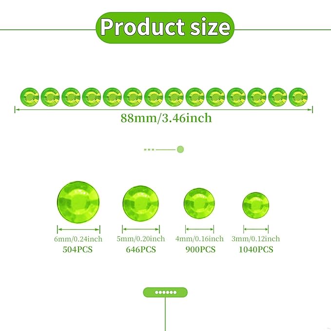 Christmas Green Face Gems Eye Jewels Rhinestones Crystals Stickers 3/4/5/6mm with Stickers for Body, Stick on Jewels Makeup Glue for Face Eye Hair Nails Make up and Craft Decor 3090PCS