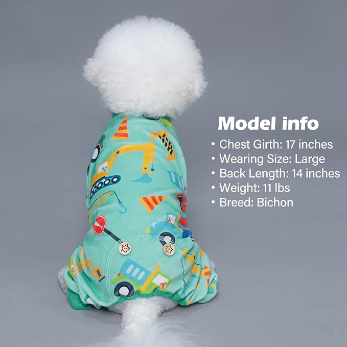 KYEESE Velvet Dog Pajamas for Small Dogs Soft Onesie Shirt, Vehicles | 4-Way Stretch, Lightweight & Breathable, Reduces Shedding, Gentle on Sensitive Skin, Recovery Support, Easy Potty Breaks