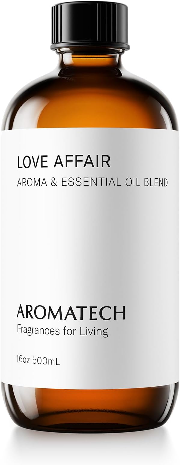 AromaTech Love Affair Aroma Essential Oil Blend: Luxury Hotel Inspired Aromatherapy with Jasmine, Saffron, Cedar & Amber for Ultrasonic Diffusers & Nebulizers (500 mL)