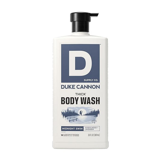Duke Cannon THICK Body Wash for Men, Midnight Swim, Deep Cleansing & Hydrating Shower Gel, Long-Lasting Fresh Scent, 30 oz