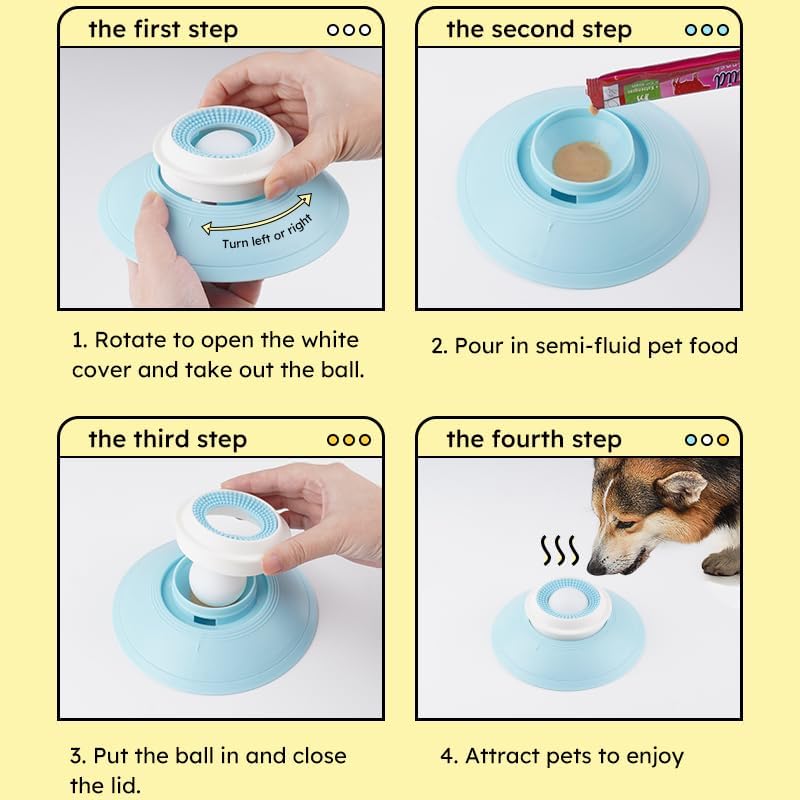 Dog Cat Lick Sphere Slow Feeder for Liquid Food & Peanut Butter,Interactive Licksphere for Dogs Anxiety Relief,Non-Slip Licking Bowl Enrichment Toys to Healthy Diet Food Container for Dog Cats