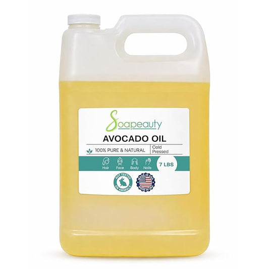 Soapeauty Avocado Oil for Skin & Hair - Cold Pressed - 100% Pure & Natural - Carrier Oil for Essential Oils - Massage Oil - 7 lbs