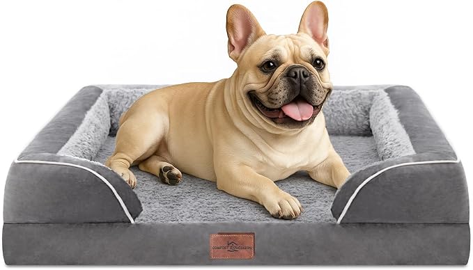 Comfort Expression Waterproof Orthopedic Dog Bed for Medium Size Dog | Supportive Egg Crate Foam Medium Pet Bed with Removable Bolsters, Dog Couch with Washable Cover & Non-Slip Bottom, 30x20 Inch