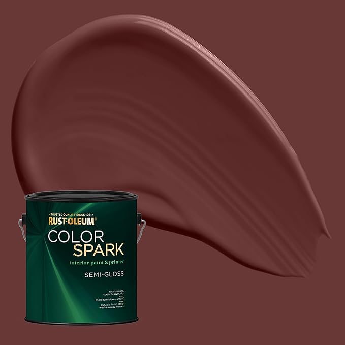 Rust-Oleum Color Spark Interior Paint and Primer in One, Semi-Gloss, Chocolate Cherry, 1 Gallon